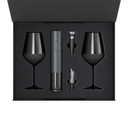 Подарочный набор 2 бокала для вина Black Edition + набор для вин 2