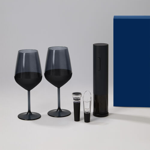 Подарочный набор 2 бокала для вина Black Edition + набор для вин 1