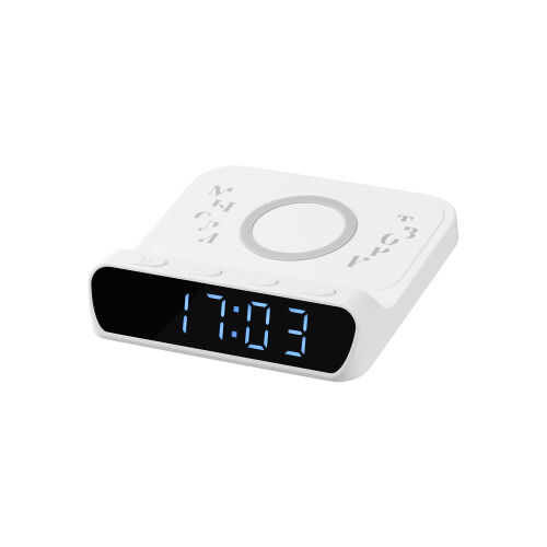 Зарядная станция с часами 15W Ригель (Rigel), белая 5