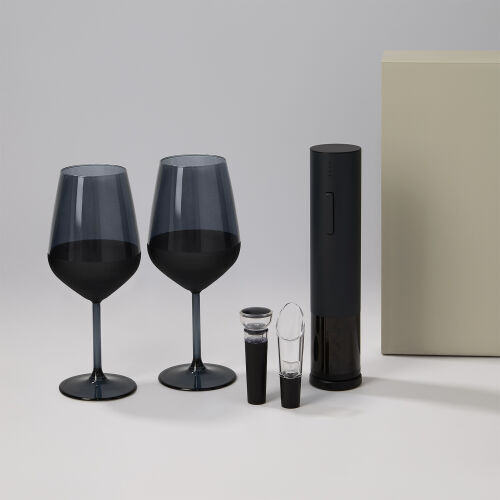 Подарочный набор 2 бокала для вина Black Edition + набор для вин 1