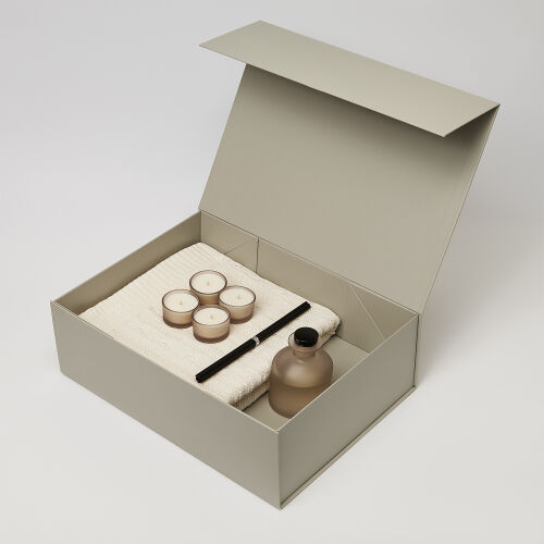 Подарочный набор Sento, Fado, бежевый (свеча, диффузор, плед) 1