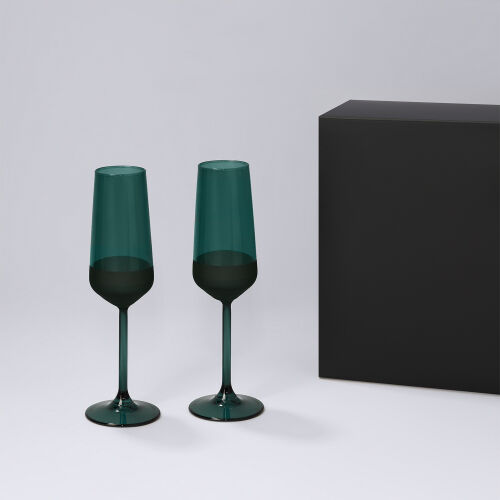 Подарочный набор 2 бокала для шампанского Emerald в черной короб 1