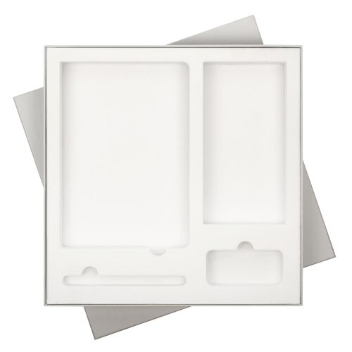 Подарочная коробка без ложемента для ежедневника, ручки и аккумулятора, серая (под съемные ложементы)