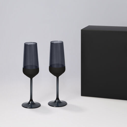 Подарочный набор 2 бокала для шампанского Black Edition в черной 1