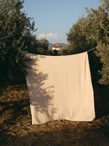 Покрывало двухстороннее из многослойного муслина цвета охры из к 6