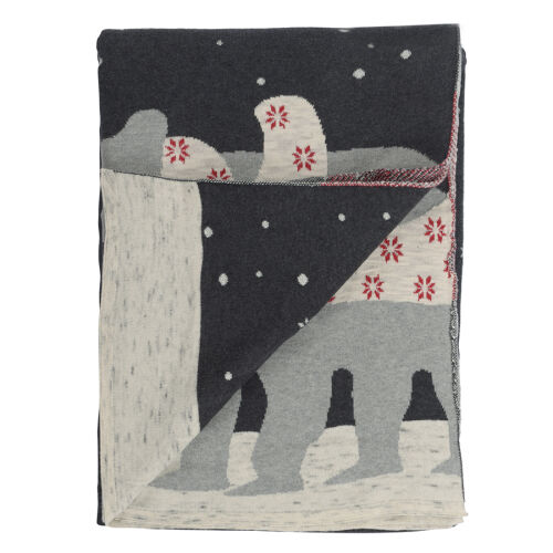 Плед из хлопка с новогодним рисунком polar bear из коллекции new 4 Плед из хлопка с новогодним рисунком polar bear из коллекции new 4