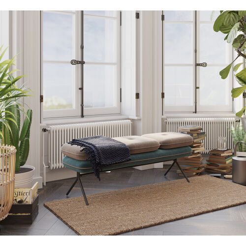 Банкетка pea, велюр, бежевая/сине-зеленая 6