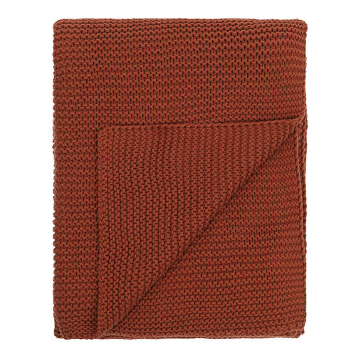 Плед из хлопка жемчужной вязки терракотового цвета из коллекции  3