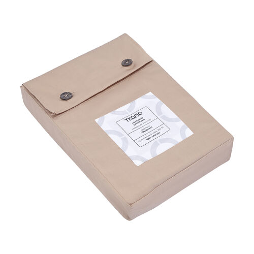 Простыня на резинке из премиального сатина бежевого цвета из кол 7