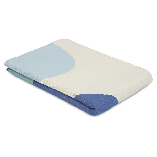 Плед из хлопка с авторским принтом синего цвета из коллекции fre 5