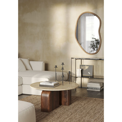 Столик кофейный torhill, D80 см, бежевый/орех 3