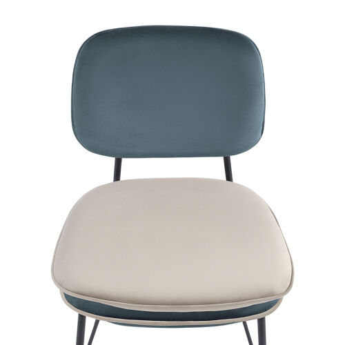 Стул полубарный с контрастным кантом pea, велюр, сине-зеленый/бе 3