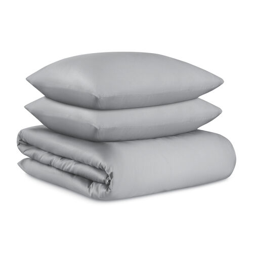 Комплект постельного белья из премиального сатина светло-серого цвета из коллекции essential, 200х22