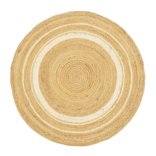 Ковер из джута круглый с вставками белого цвета из коллекции eth 1