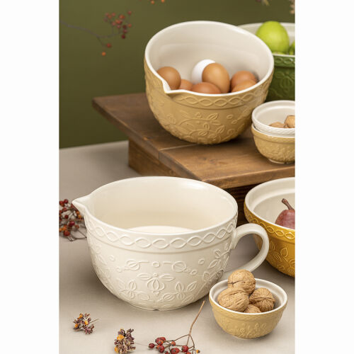 Набор из 4 пиал кремового/бежевого цветов с рельефным узором Яго 1