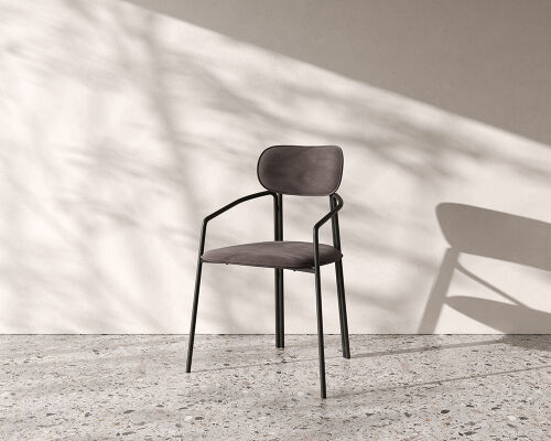 Стул ror, round, велюр, черный/серый 2