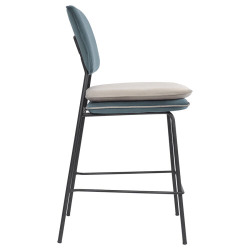 Стул полубарный с контрастным кантом pea, велюр, сине-зеленый/бе 1