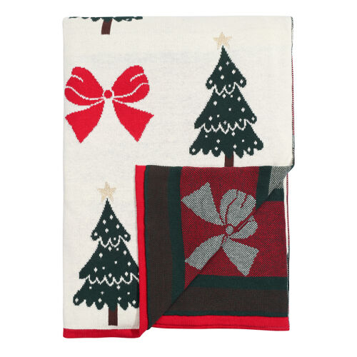 Плед из хлопка с новогодним рисунком christmas bows из коллекции 3 Плед из хлопка с новогодним рисунком christmas bows из коллекции 3