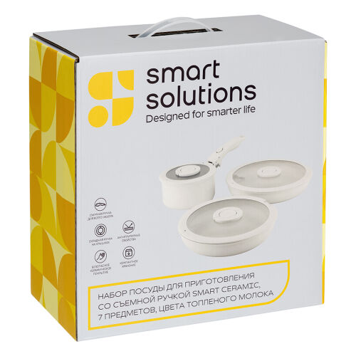 Набор посуды для приготовления со съемной ручкой smart ceramic,  7