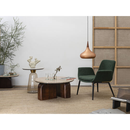 Столик кофейный torhill, D80 см, бежевый/орех 2