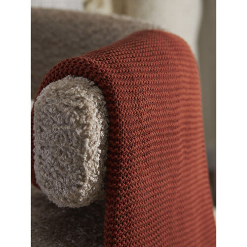 Плед из хлопка жемчужной вязки терракотового цвета из коллекции  7