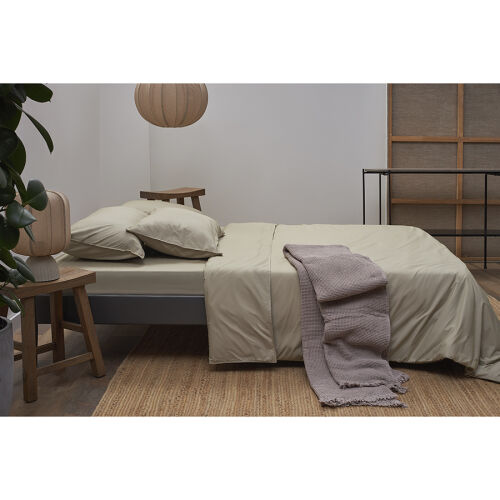 Комплект постельного белья из стираного перкаля бежево-серого цв 1