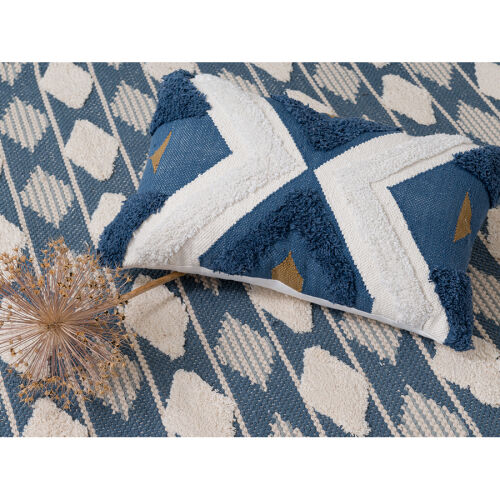 Ковер из хлопка синего цвета argyle из коллекции ethnic, 160х230 2 Ковер из хлопка синего цвета argyle из коллекции ethnic, 160х230 2