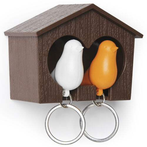 Держатель для ключей duo sparrow, коричневый/белый/оранжевый 1