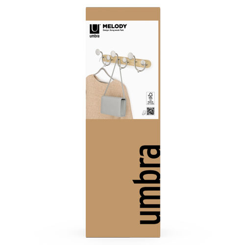 Вешалка настенная melody, натуральное дерево/никель 6