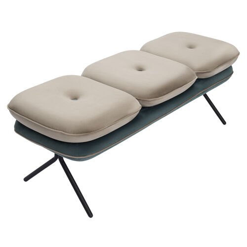 Банкетка pea, велюр, бежевая/сине-зеленая 2