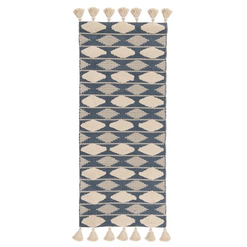 Ковер из хлопка синего цвета argyle из коллекции ethnic, 70х160  1