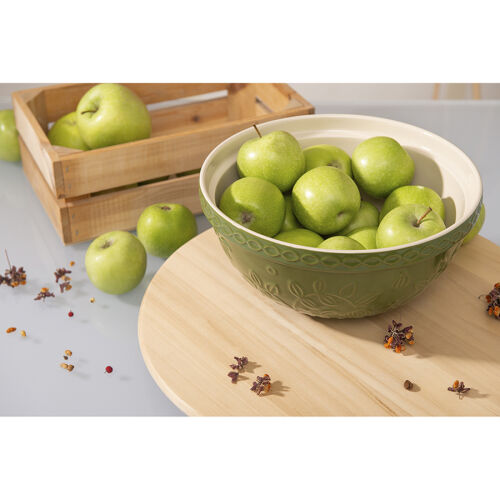 Миска зеленого цвета с рельефным узором Ягоды Тайги из коллекции 6