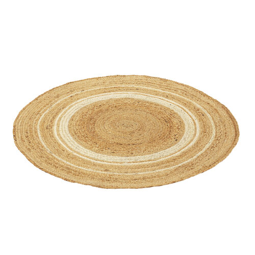 Ковер из джута круглый с вставками белого цвета из коллекции eth 3