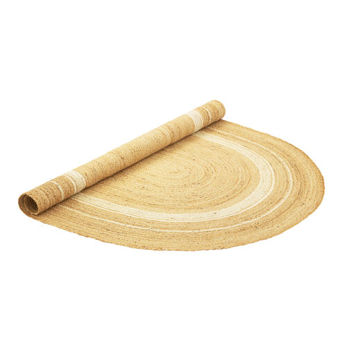 Ковер из джута овальный с вставками белого цвета из коллекции et 4