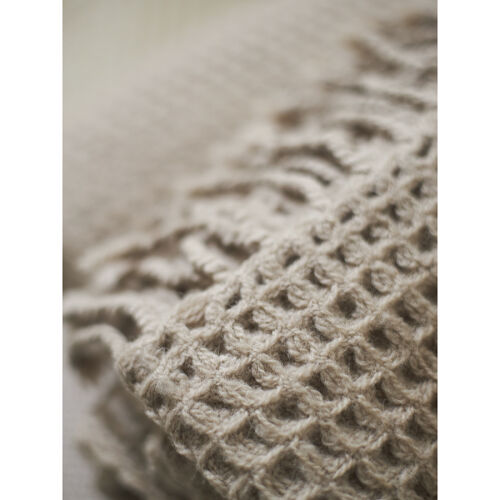 Плед из шерсти бежево-серого цвета из коллекции essential, 130х1 4