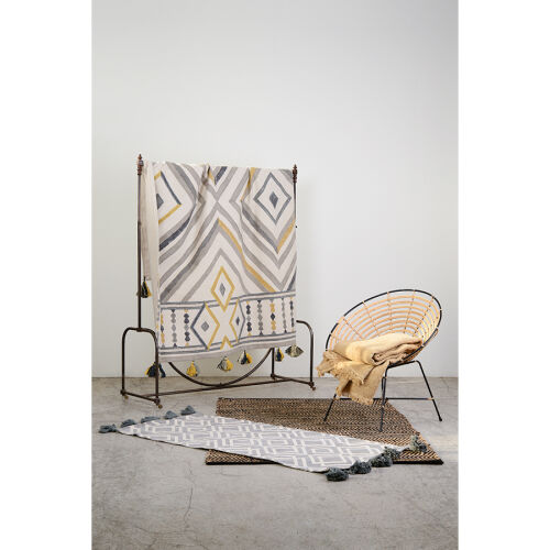 Ковер из хлопка с контрастным узором и кисточками из коллекции e 5