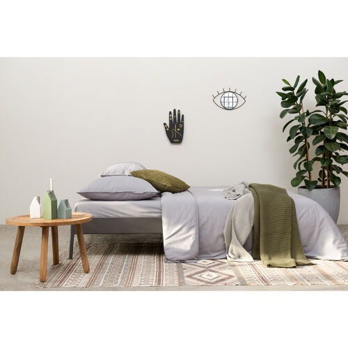 Плед из хлопка жемчужной вязки оливкового цвета из коллекции ess 3