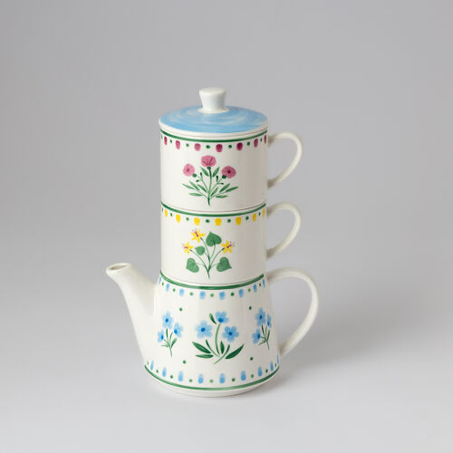 Набор из чайника и двух чашек "Летний час" 2