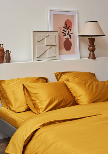 Комплект постельного белья из премиального сатина горчичного цве 4