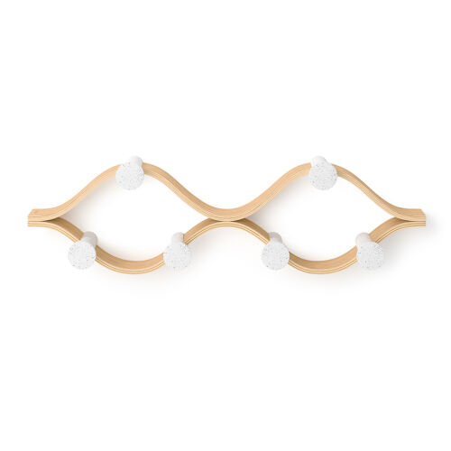 Вешалка настенная montage, 6 крючков, натуральное дерево/белая 1