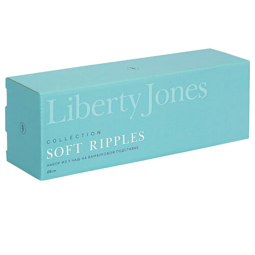 Набор из 3 чаш на деревянной подставке soft ripples, dual glazin 6 Набор из 3 чаш на деревянной подставке soft ripples, dual glazin 6