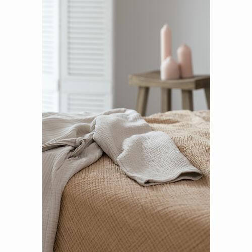 Покрывало двухстороннее из многослойного муслина цвета охры из к 2