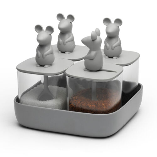 Набор банок для сыпучих продуктов lucky mouse seasoning, 4 шт. 1 Набор банок для сыпучих продуктов lucky mouse seasoning, 4 шт. 1