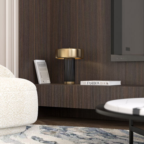 Лампа настольная stone, D27х35 см, черная/золотистая 6