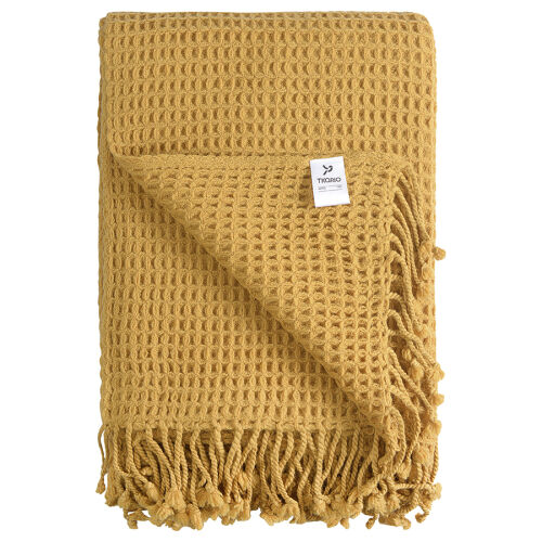 Плед из шерсти цвета охры из коллекции essential, 130х180 см 4