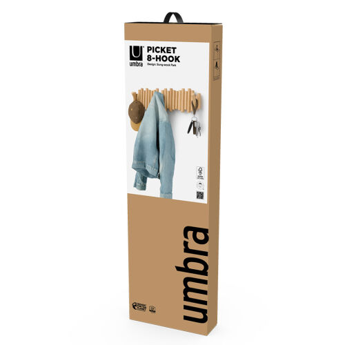 Вешалка настенная picket, 61 см, 8 крючков, натуральное дерево 6