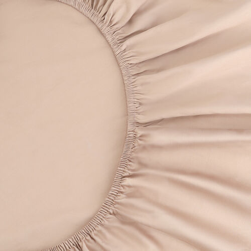Простыня на резинке из премиального сатина бежевого цвета из кол 6