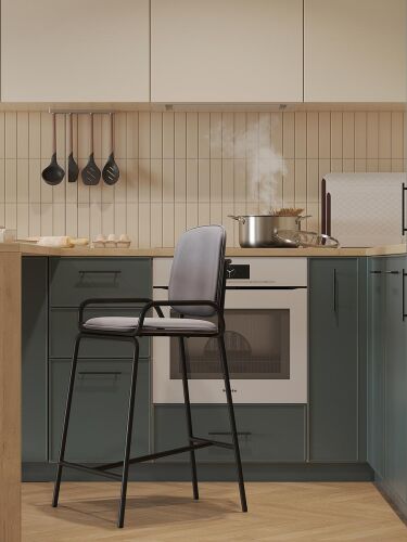 Стул полубарный ror, 2 frame, велюр, черный/серый 2