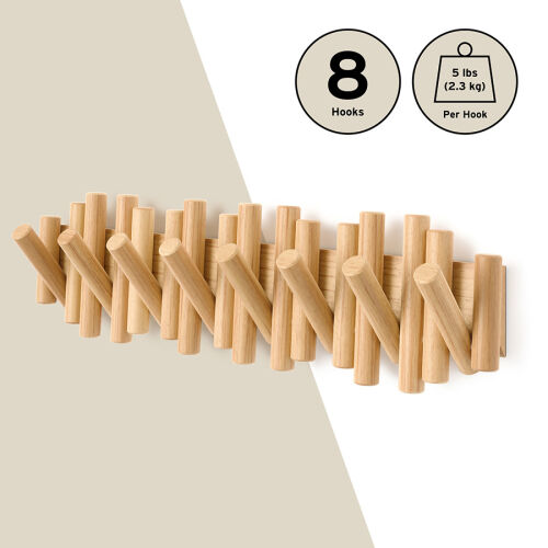 Вешалка настенная picket, 61 см, 8 крючков, натуральное дерево 3