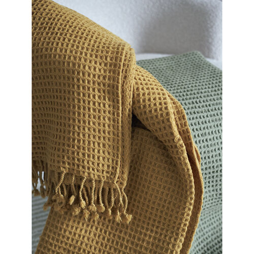 Плед из шерсти цвета охры из коллекции essential, 130х180 см 3